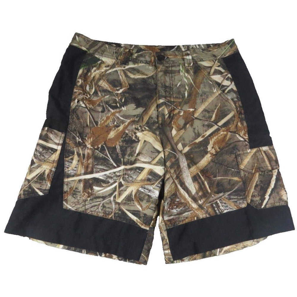 Magellan Cargo Shorts Men's Size 32 Brown Camo Mesh Lined Fish Gear Drawstring